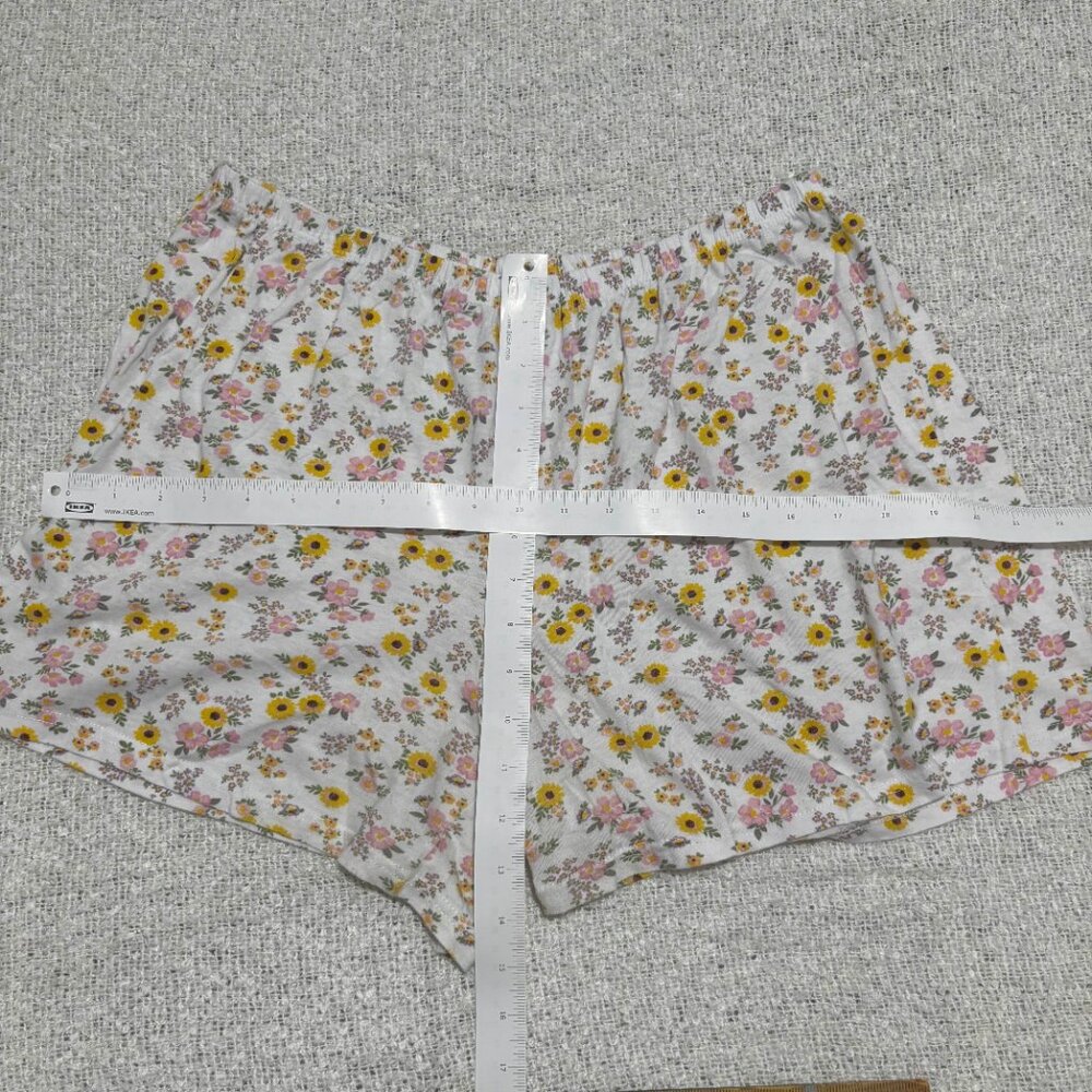 laura ashley white floral pajama set‎ shorts & top cottagecore coquette collar - Picture 8 of 9